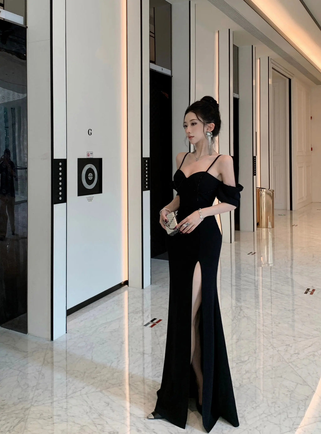 Sexy Spaghetti Straps Womens Dresses Off Shoulder Slash Neck Elegant Gowns Luxurious Evening Party Long Dress Split Vestidos New