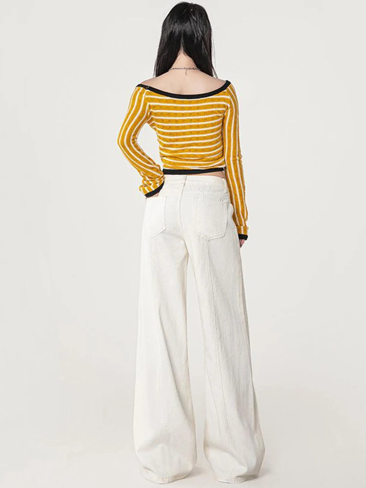 WCFCX STUDIO Women's Casual Baggy Jeans Streetwear Vintage Wide Leg Denim Pants Female Fashion Straight Trousers 2025 New