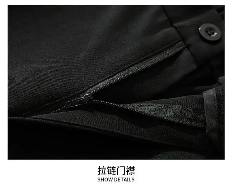 Summer Solid Color Fashion Straight Pants New Man High Street Casual Zipper Pockets Button Loose Korean Style All-match Trousers