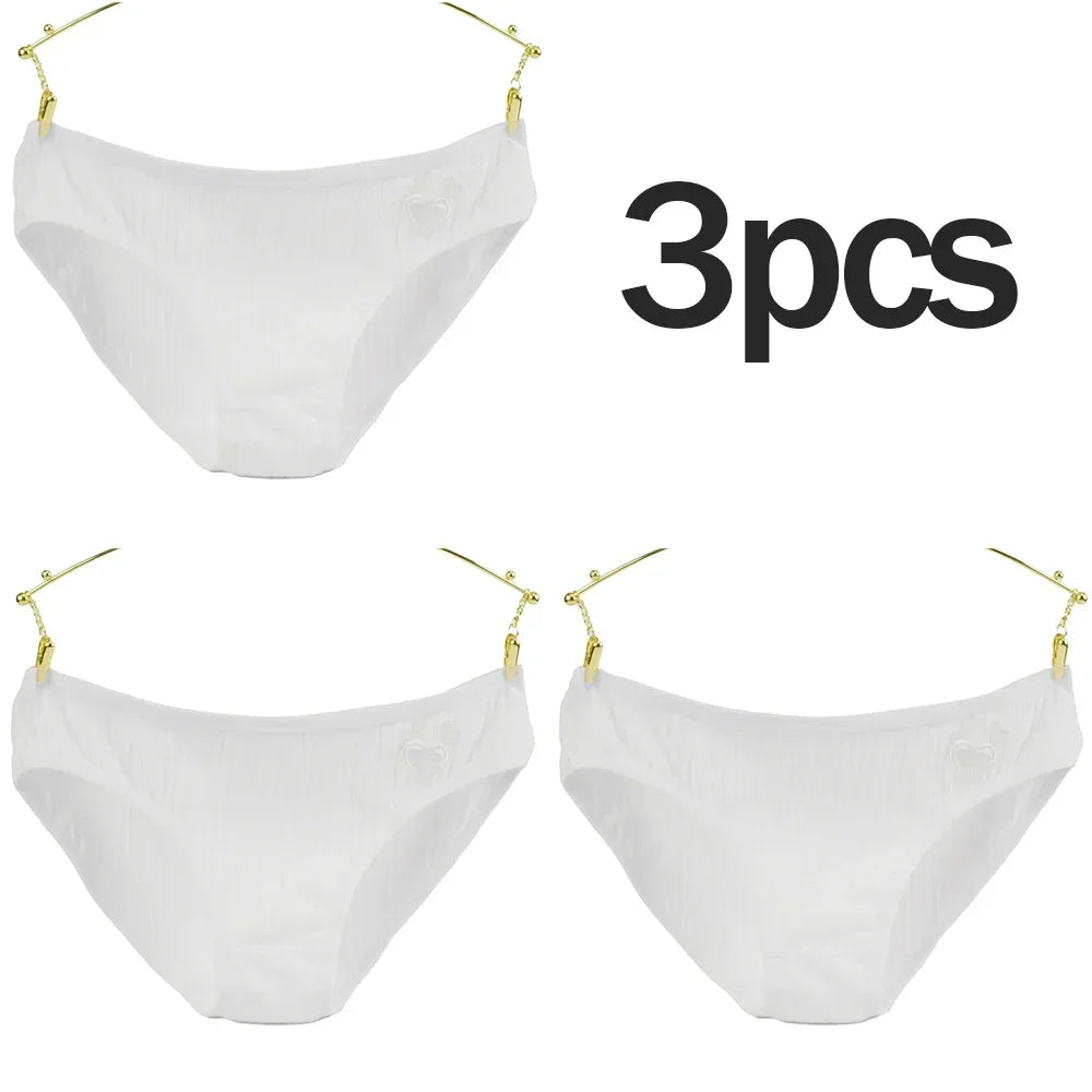 3Pcs Women's Cotton Briefs Underwear Hollow Heart Panties Woman Soft Breathable Female Panties Intimate Lingerie Underpants New