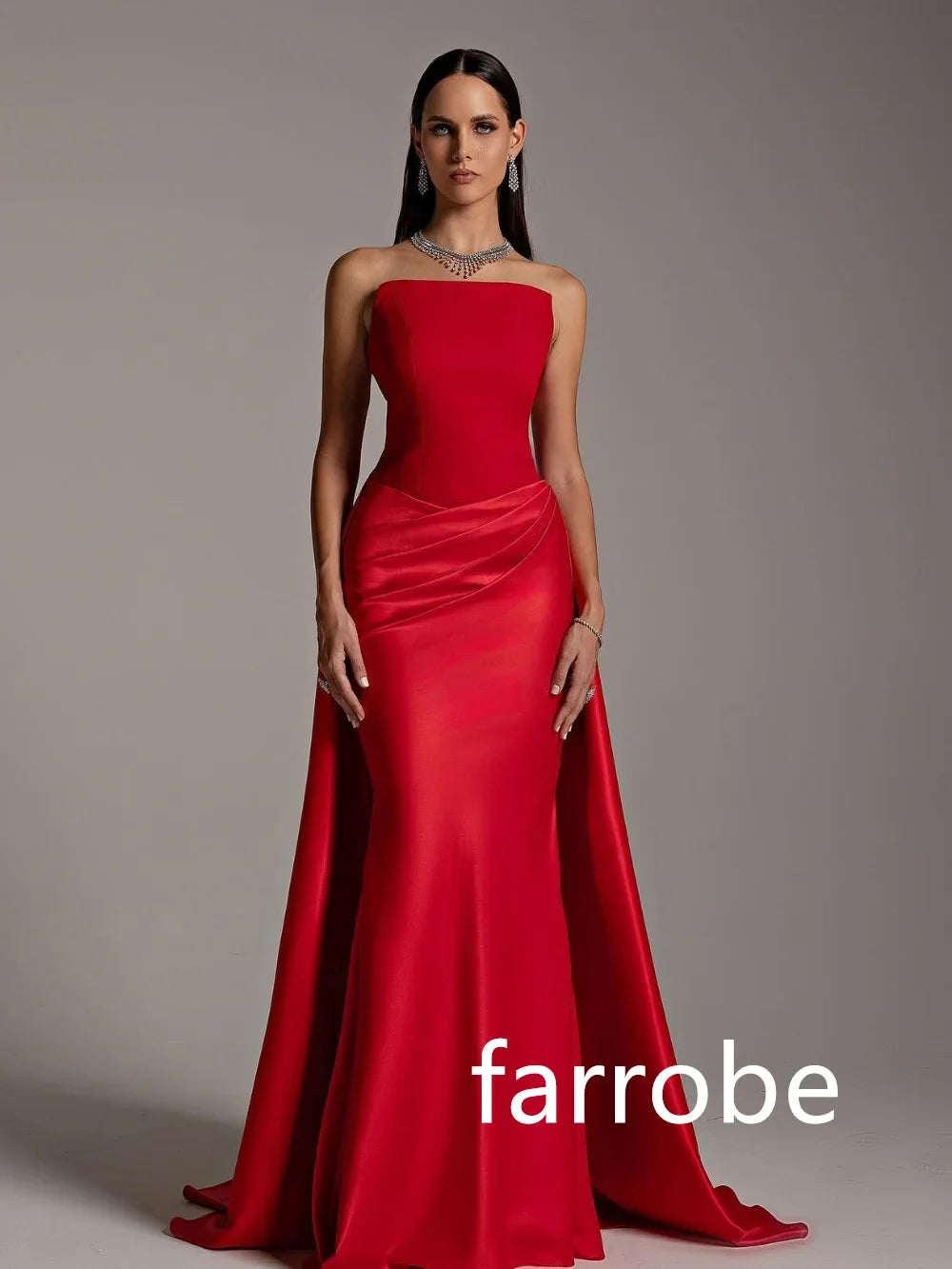 Customized Classic Pleat Mermaid Strapless Long Dresses Bespoke Occasion Dresses Exquisite Modern Style Pastrol Unisex Chinese S