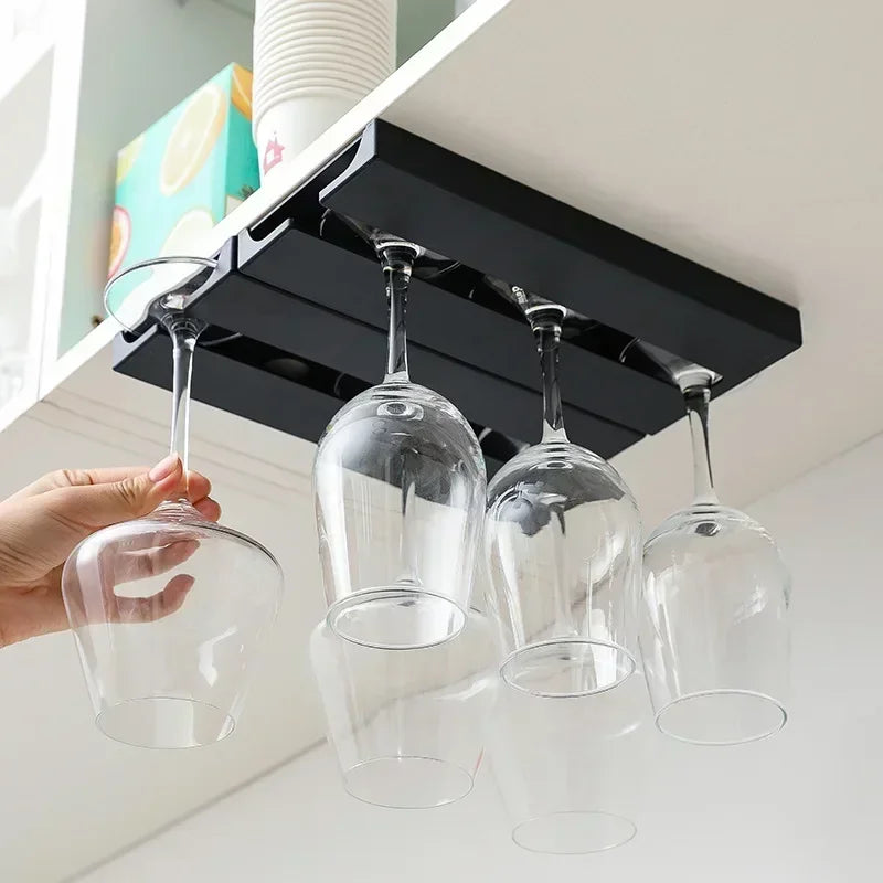Bar Wine Glass Rack Non-drilled Cup Holder In Kitchen and Dining Room Upside-down Rack for Household Wine Glasses Kitchen Organi