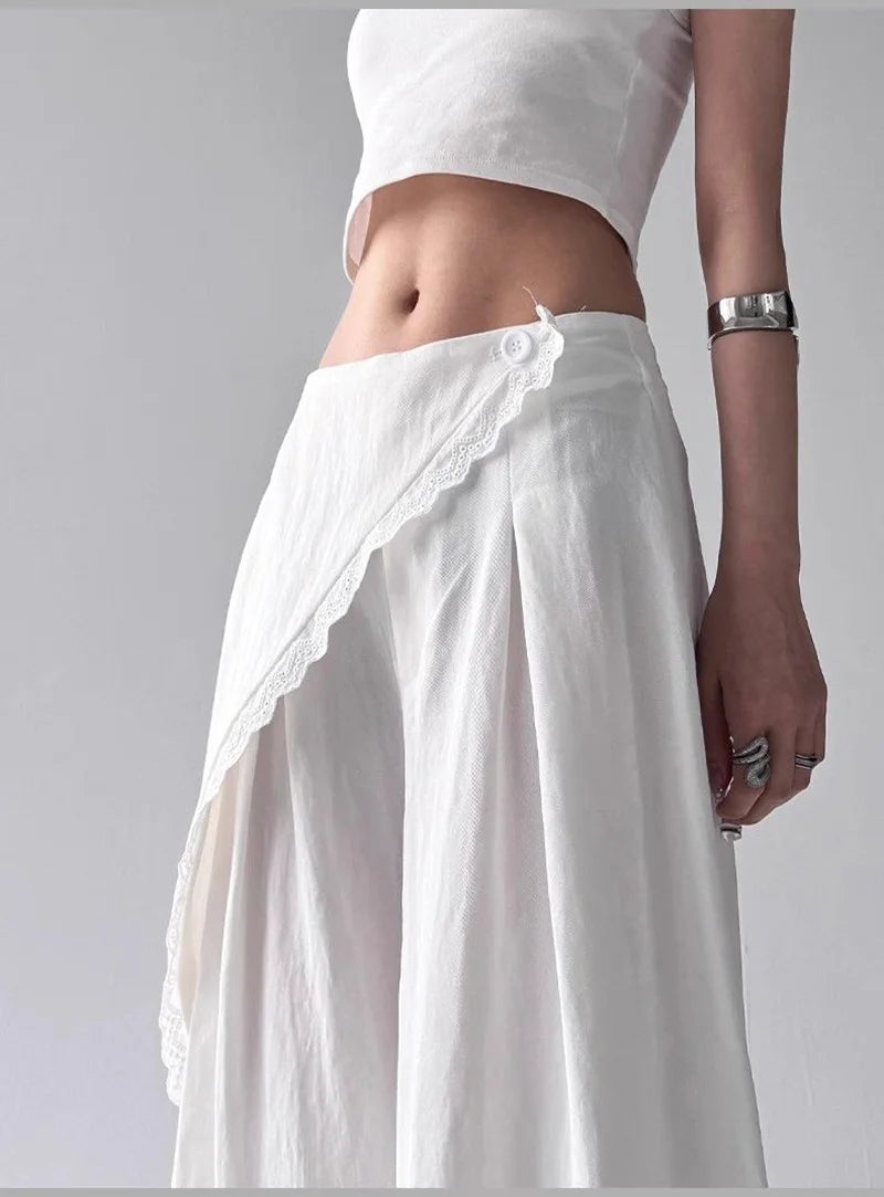 Zoki High Waist Streetwear Loose Pant Women Vintage Loose Design Wide Leg Trousers Casual All Match Summer Bf Hip Hop Pants New