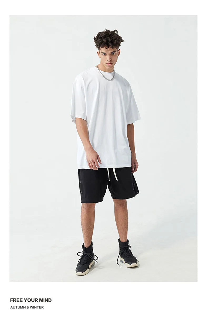 Oversized T Shirt for Men Women 280gsm Heavy Cotton Shirts Summer O-neck Oversize Tees Solid Casual Streetwear Fashion Clothing