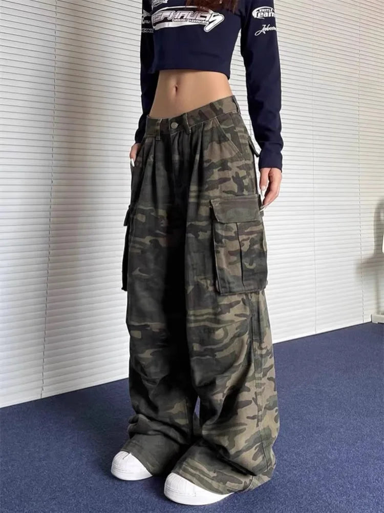 Summer Women's Camouflage Unisex Loose Capris Street Style Cargo Shorts Young Girl Casual Bottom Female Calf-length Pants