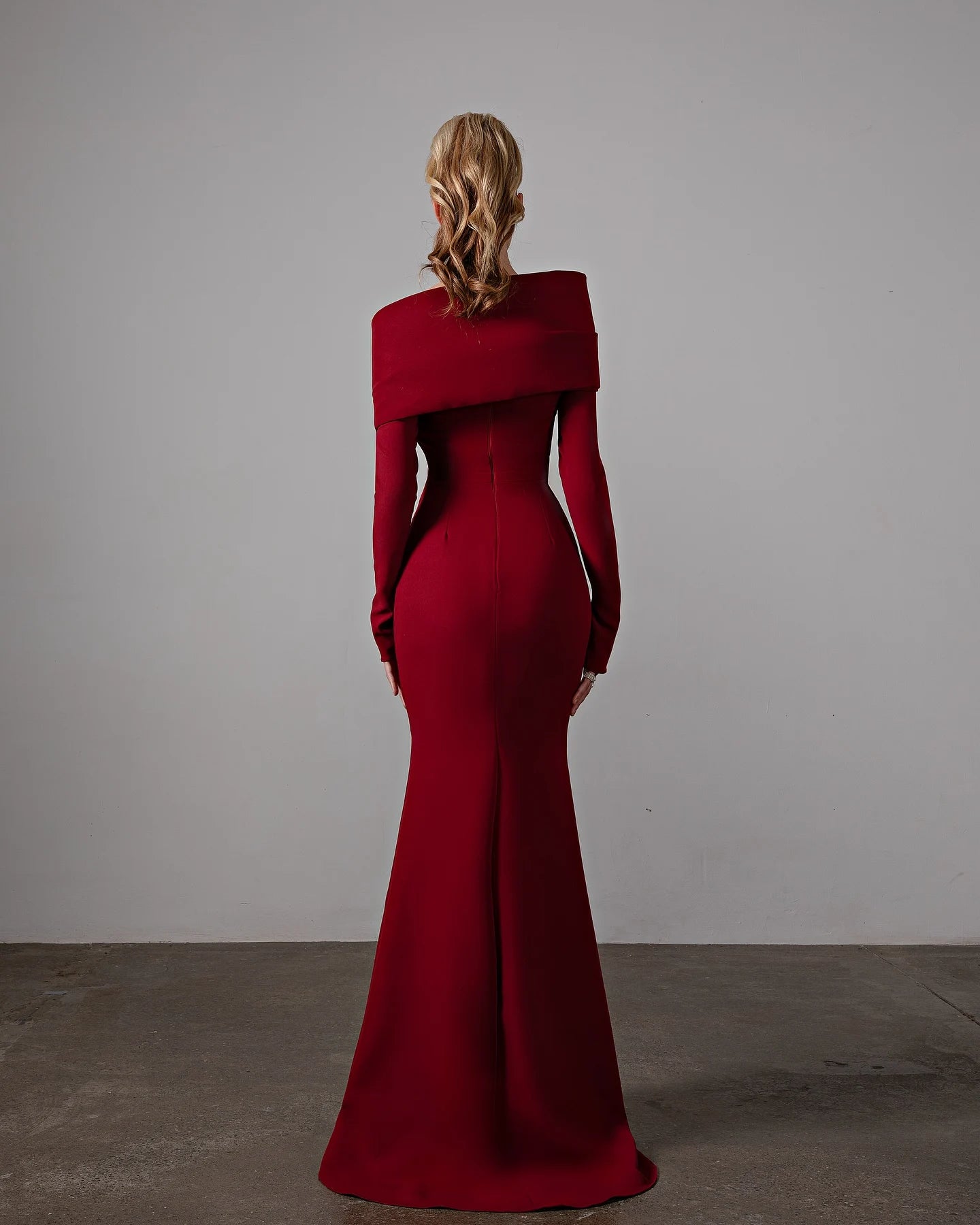 Customized Delicate Jersey Mermaid Off the Shoulder Evening Dresses Modern Long Sleeves Bridal Party Custom Made Prom Dress