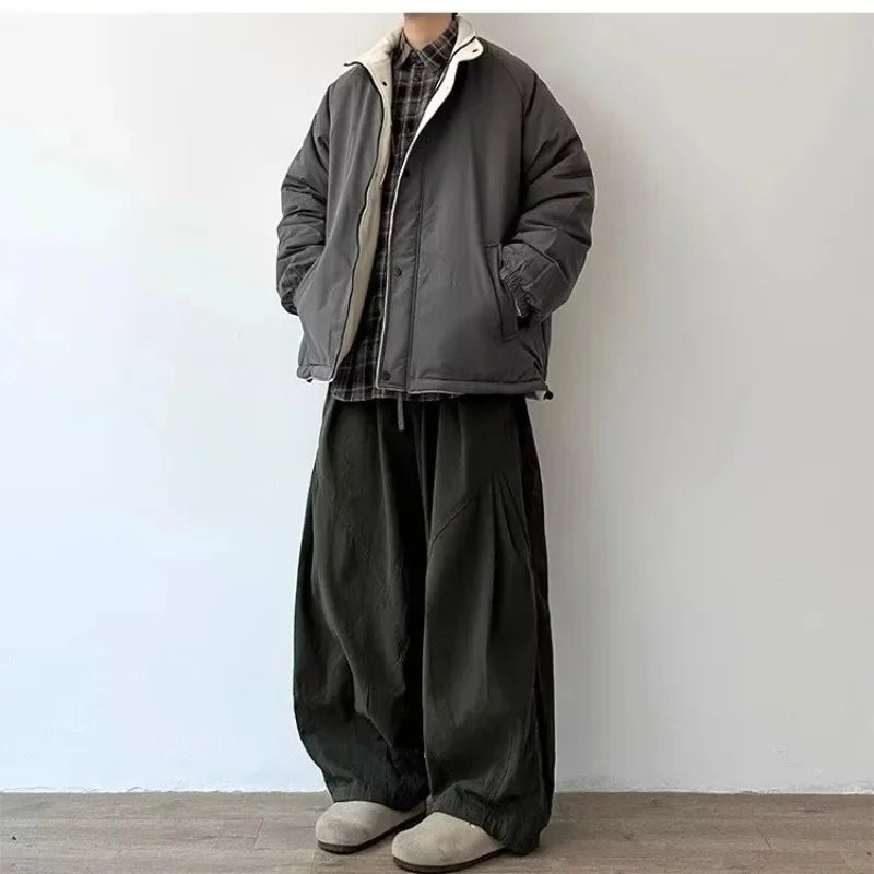 Japanese Style Functional Paratrooper Casual Pants Men Women's Preppy Vintage Versatile Loose Fit Straight Leg Bell Bottoms Work