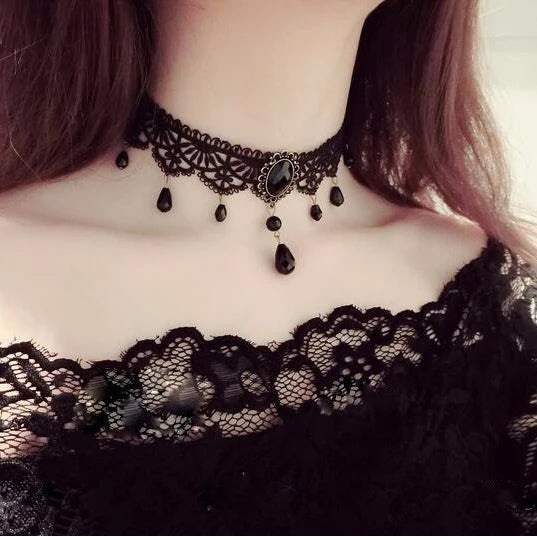 Girl Black Lace Choker Necklace For Women Trendy Neck Chain Collarbone Necklaces Punk Lolita Gothic jewelry For Girls Vintage