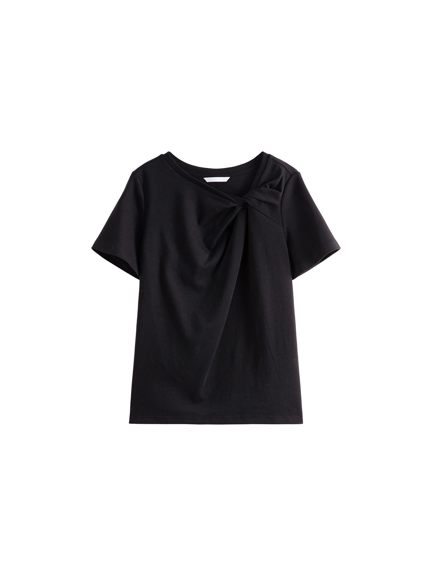 ZIQIAO Asymmetrical Knot Design - Petite Women's Short Sleeve T-Shirt - 2025 New Arrival Summer Slimming Versatile Top 25ZQ92102