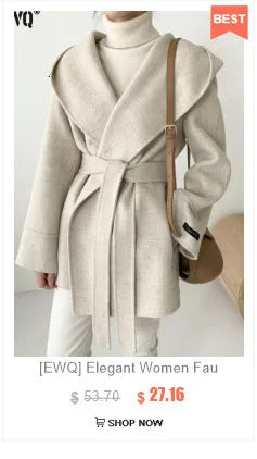 [EWQ] Big Size Long Sleeve Hooded Zipper Decorate Blue Knit Cardigan Women Thick Sweater Jacket 2024 Autumn New Fashion 16O2559