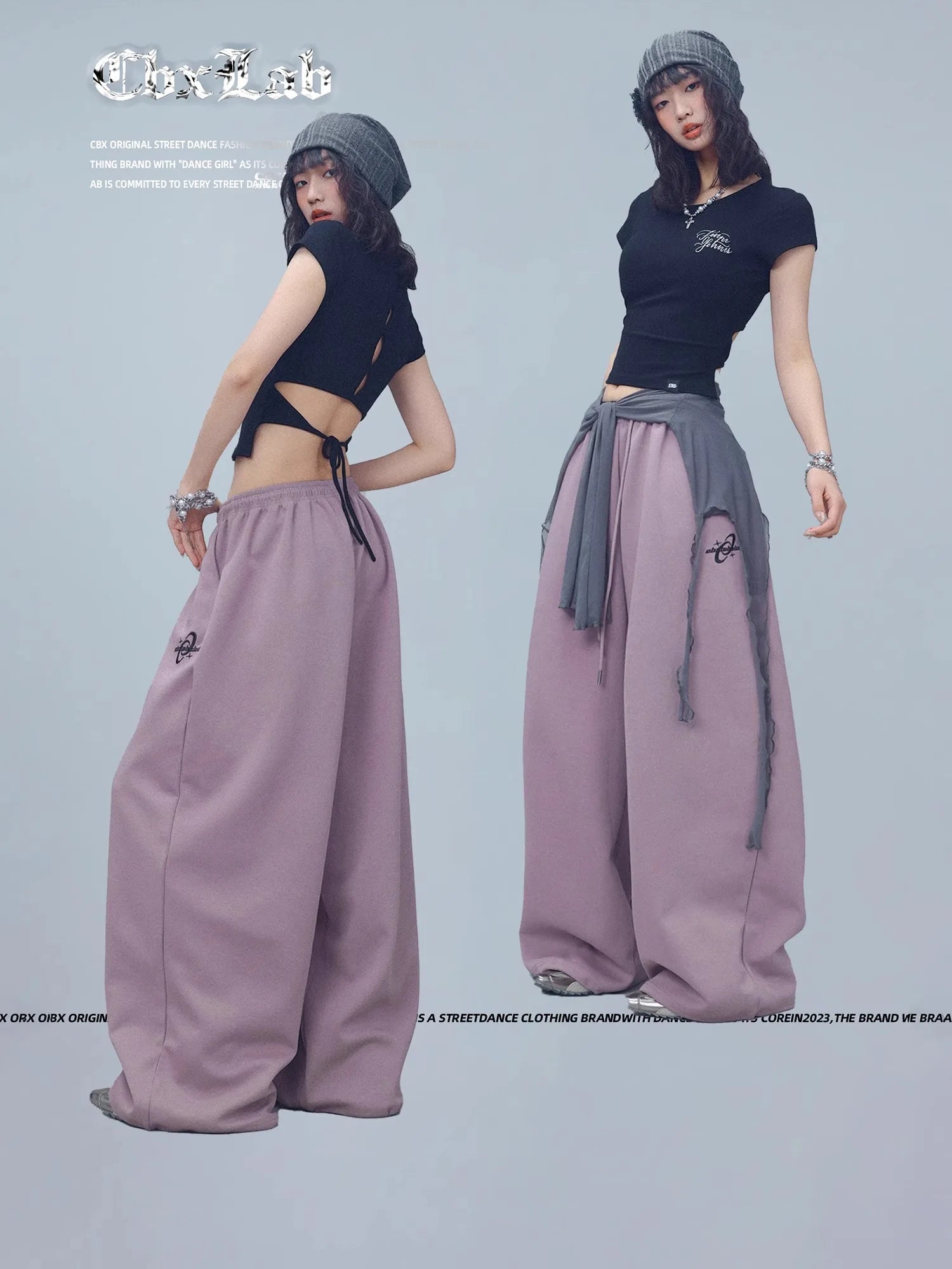 CBXLAB Street Dance Women'sPurple 'King Long Pants' hip-hop streetwear sporty jazz soft and skin-friendly casual pants