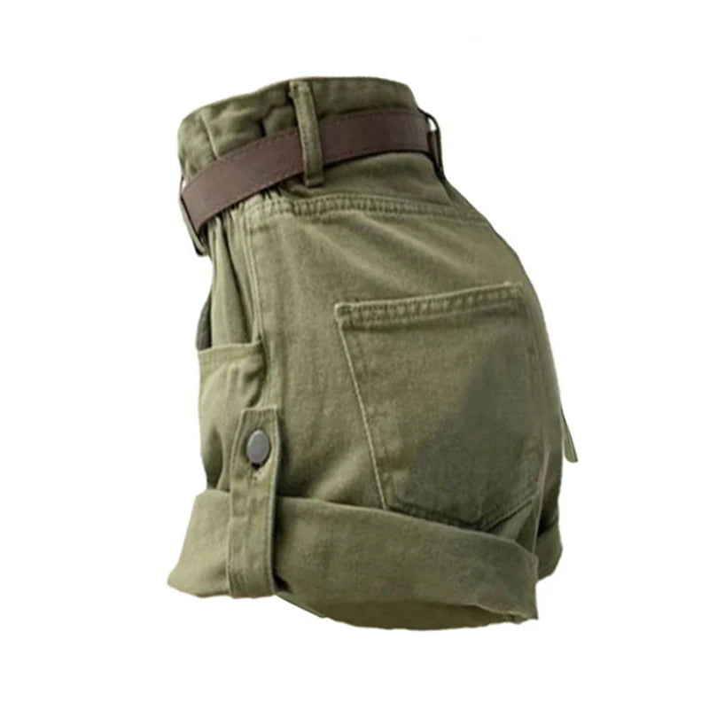 Women's Summer Green Cargo Denim Shorts Y2k High Waist Streetwear Casual Shorts Korean Harajuku Vintage Jean Short Pants 2023