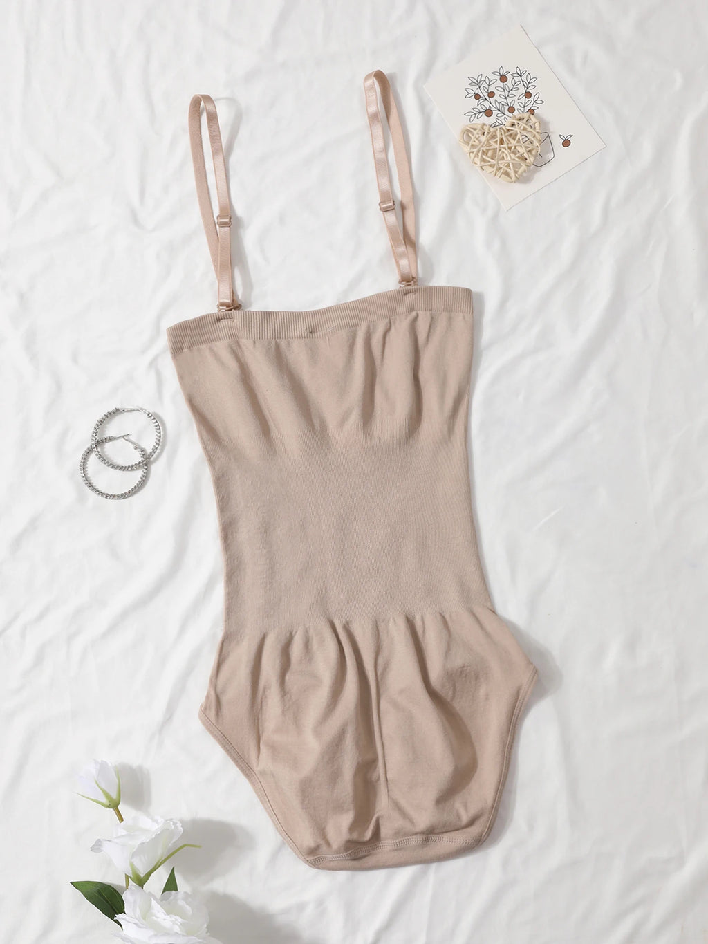 1 Piece Women Shapewear Bodysuit Removeable Shoulder Strap Body Shaper Seamless Tummy Control Slimming Flat Belly for Underwear
