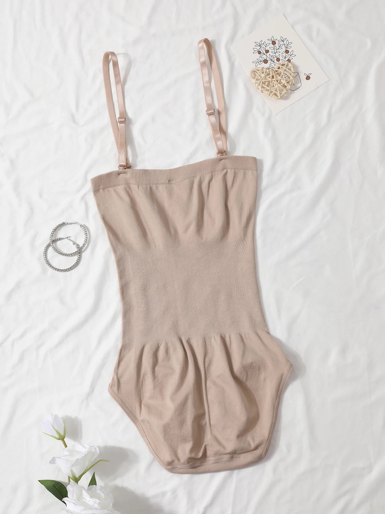 1 Piece Women Shapewear Bodysuit Removeable Shoulder Strap Body Shaper Seamless Tummy Control Slimming Flat Belly for Underwear