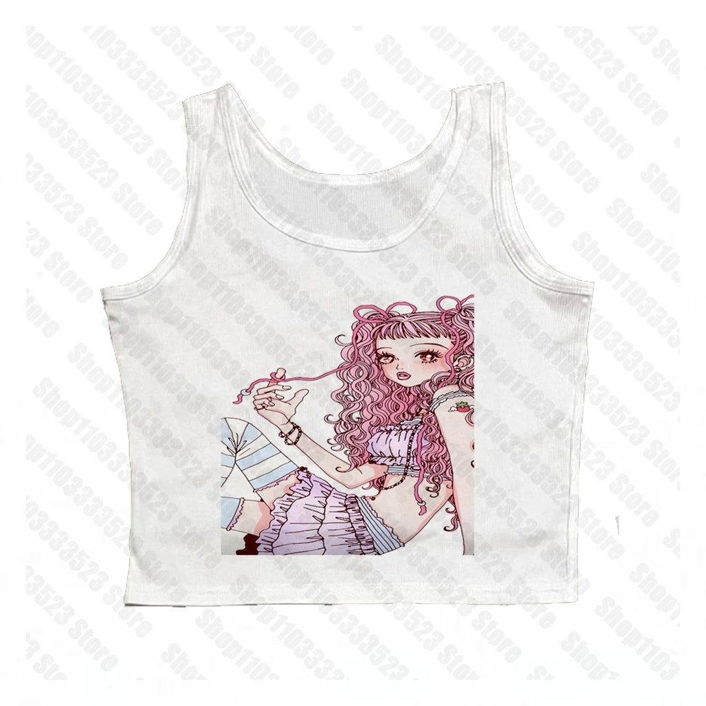 Gothic E-girls Aesthetic graphics Harajuku Women's Tank Women Grunge Crop Tops Y2k style Clothes Gothic Y2k style Punk Baby Tank