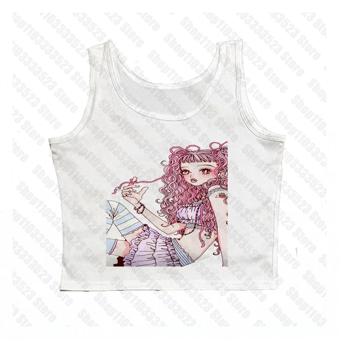 Gothic E-girls Aesthetic graphics Harajuku Women's Tank Women Grunge Crop Tops Y2k style Clothes Gothic Y2k style Punk Baby Tank