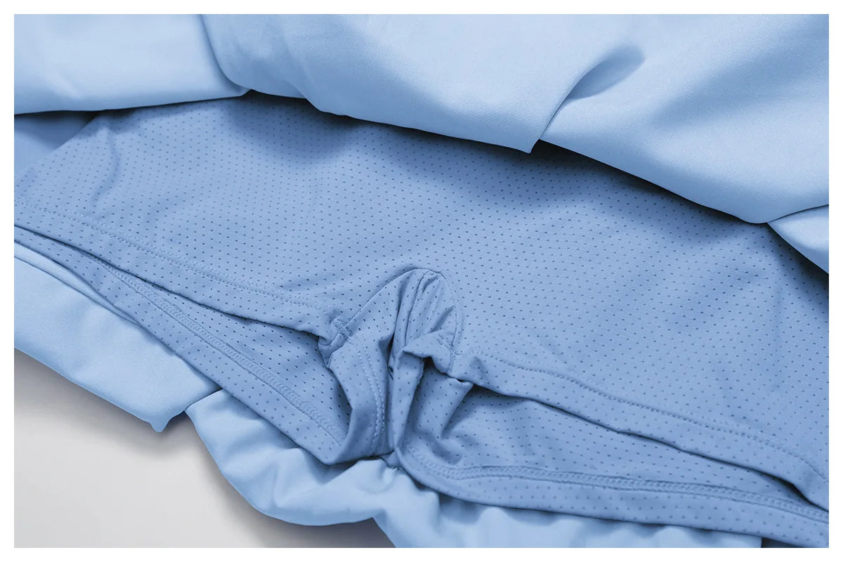 Quick Drying Tennis Short Skirt Women's Yoga Short Skirt Anti Glare Breathable Pocket Puffy Skirt Running Sports Short Skirt