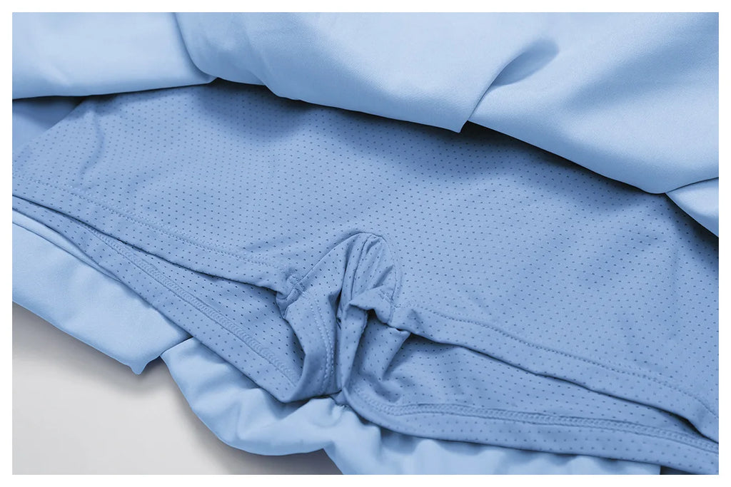 Quick Drying Tennis Short Skirt Women's Yoga Short Skirt Anti Glare Breathable Pocket Puffy Skirt Running Sports Short Skirt