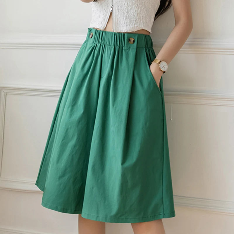 ZANZEA Women Shorts Fashion High Waist Wide Leg Pants 2025 Summer Elastic Waist Pantalons Casual Solid Pockets Vintage Shorts