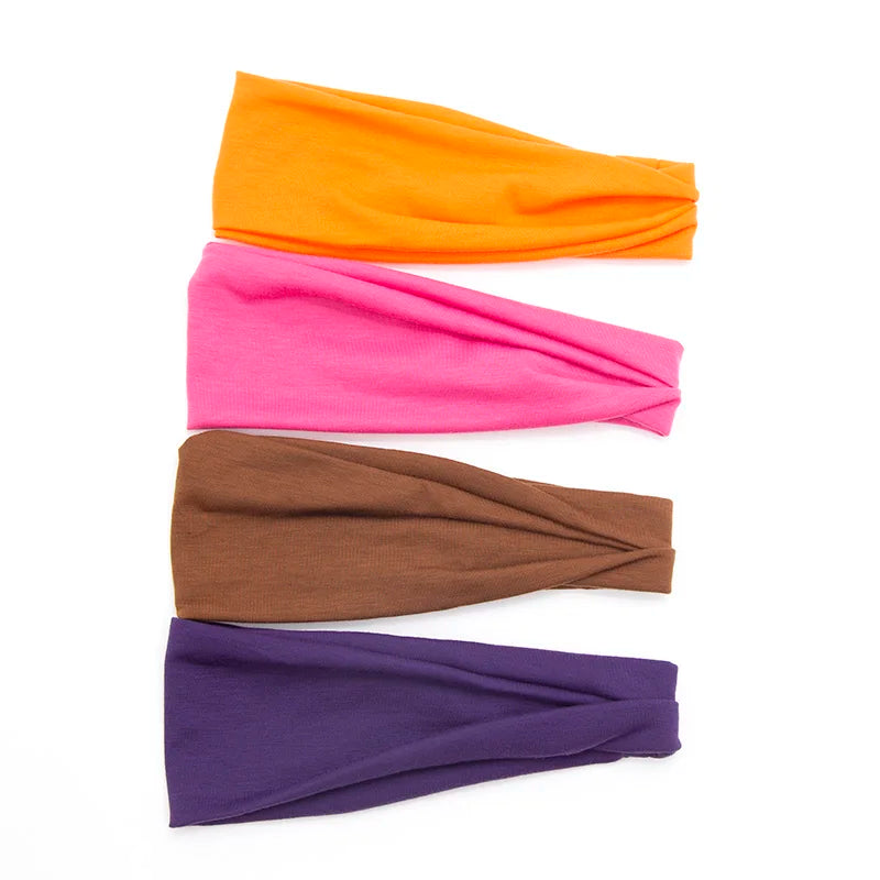 New Women Solid Color Elastic Hair Bands Yoga Headband Fashion Turban Makeup Hair Hoop Vintag Knotted Headwrap Hair Accessories