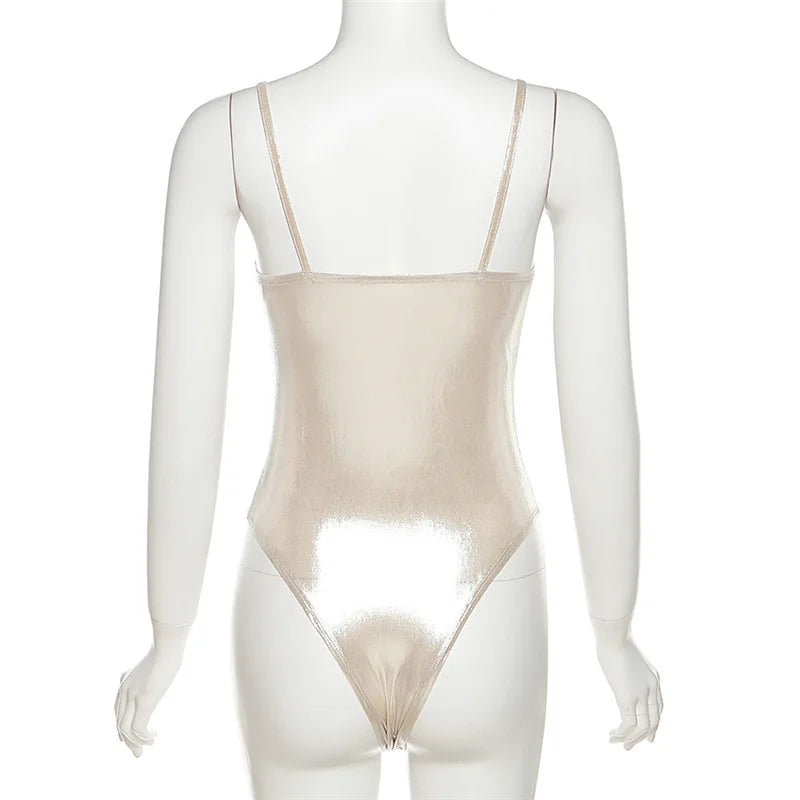 Summer New Fashion Solid Color Lingerie Sexy One-Piece Lace-Up Sleeveless Slim Fit Bodysuit Casual Streetwear Festival Outfit