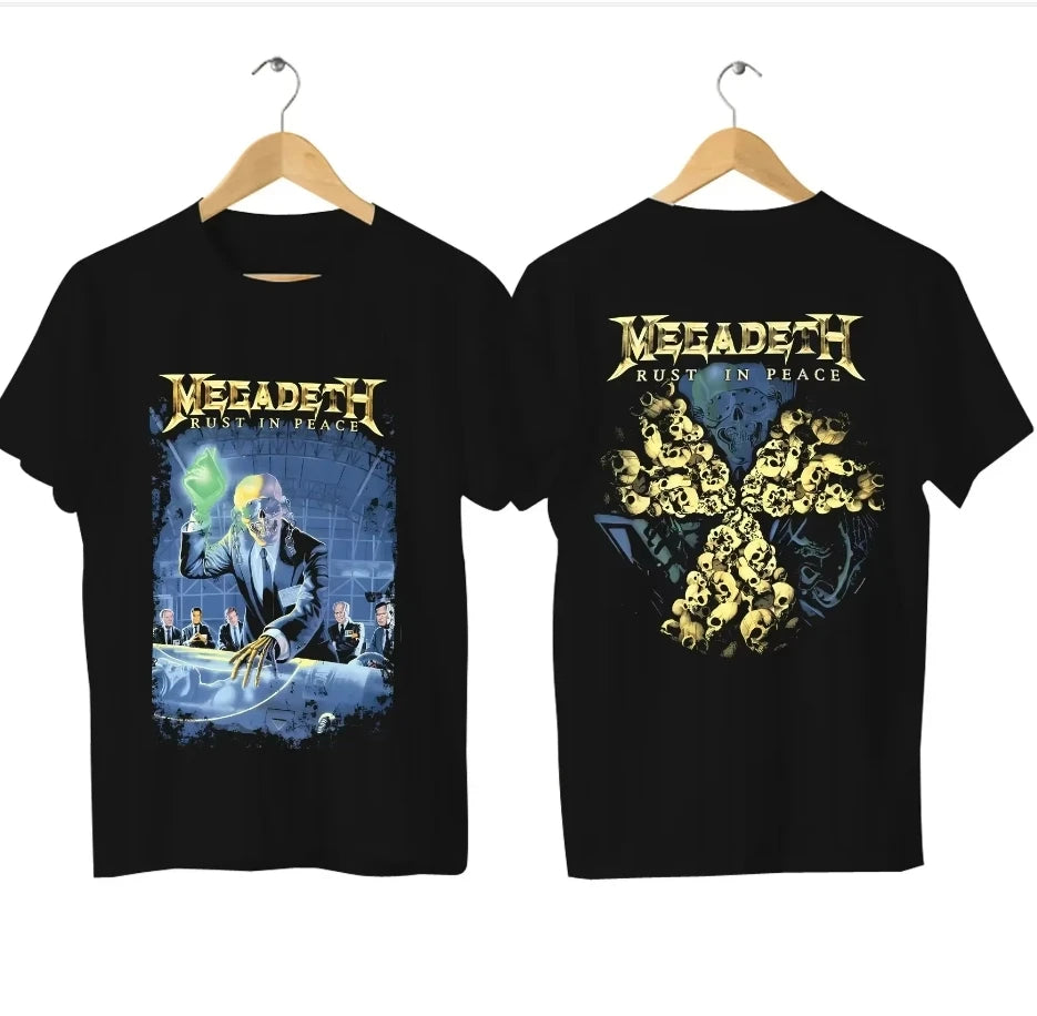 2025 women Megadeths T Shirt Casual Rust in Peace T-shirt Graphic Oversized Sports Tees Tops Breathable Comfortable Streetwear