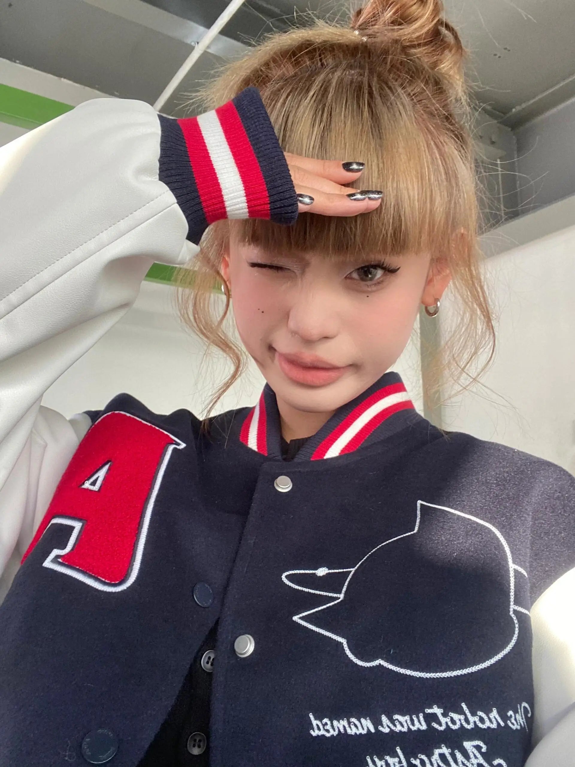 American Vintage Astro Boy Baseball Jaet Women's Letter Embroidery Floing Loose Thiened Trendy Brand Jaet
