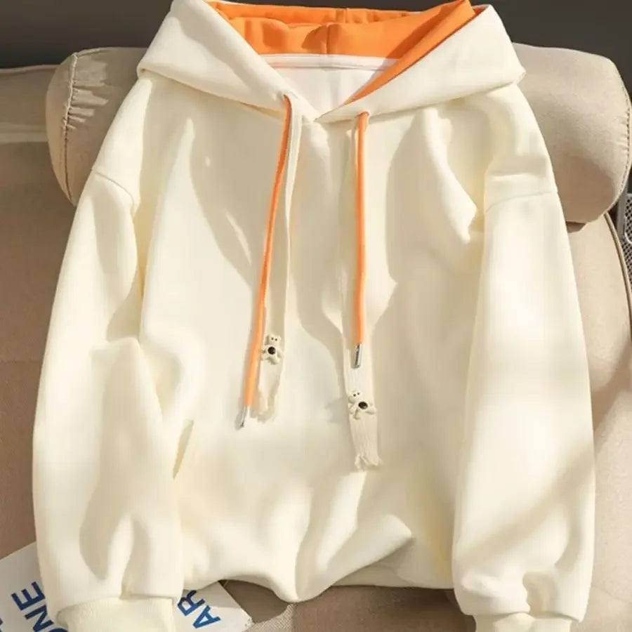 American stitching fake two-piece thin hooded sweater women's spring and autumn new fashion casual coat loose lazy loose top