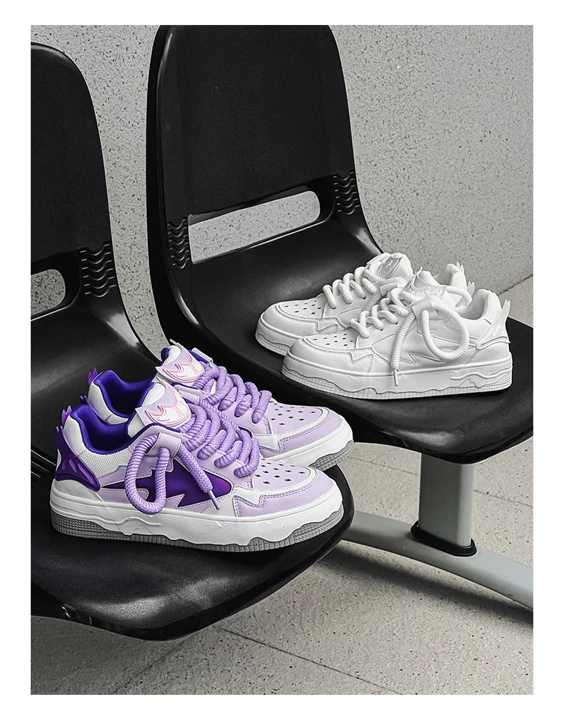 2024 Fashion Purple Mens Skateboard Shoes Streetwear Sneakers Spring Low top Board Sneakers Man Unisex Trend Shoes basket homme