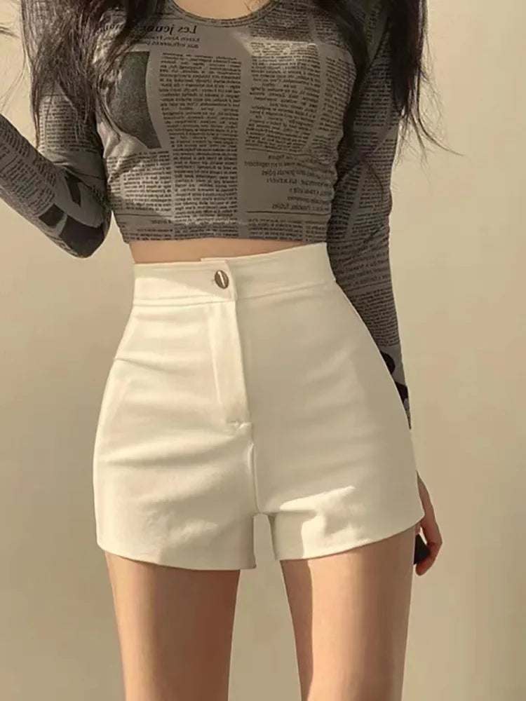 Black High-waisted Shorts Women's Outer Wear Spring Summer New Style Tight Elastic Hip Covering Sexy Casual Trendy