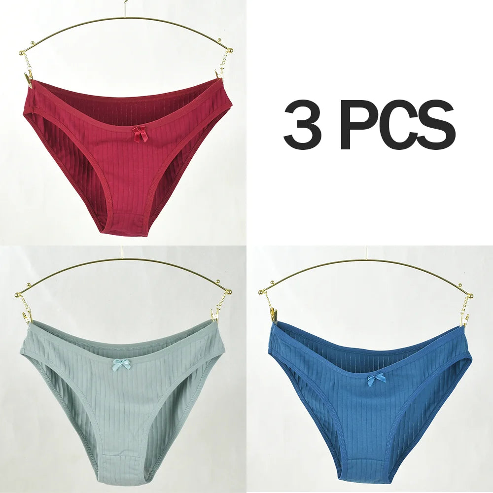 3pcs Women Panties Sexy Underwear Pure Cotton Underwear Panties For Student CuteMid-Waisted Briefs Female Ventilation Underpants