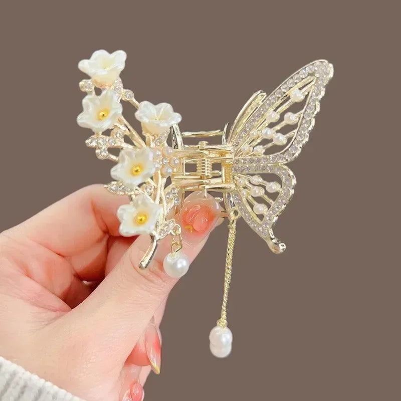 Shark Crab Clips Girls Hairpin Hair Accessories Korean Women Crystal Simple Hair Clip Butterfly Pearl Tassel Hair Clip