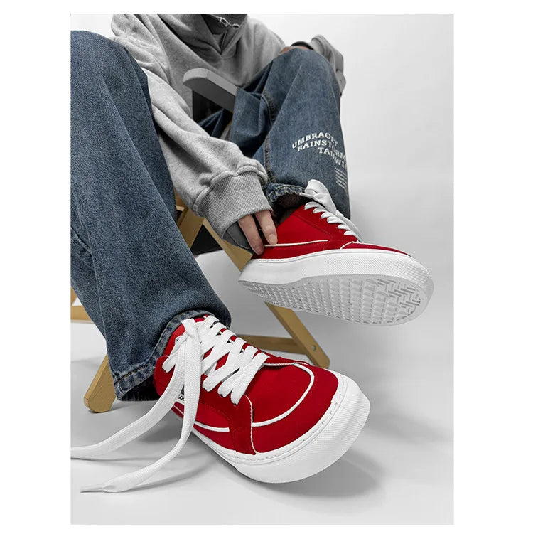 Men's Casual Canvas Shoes Spring Trendy Sports Leisure Skateboarding Shoes Student Low Top Flat Laced Breathable Sneakers