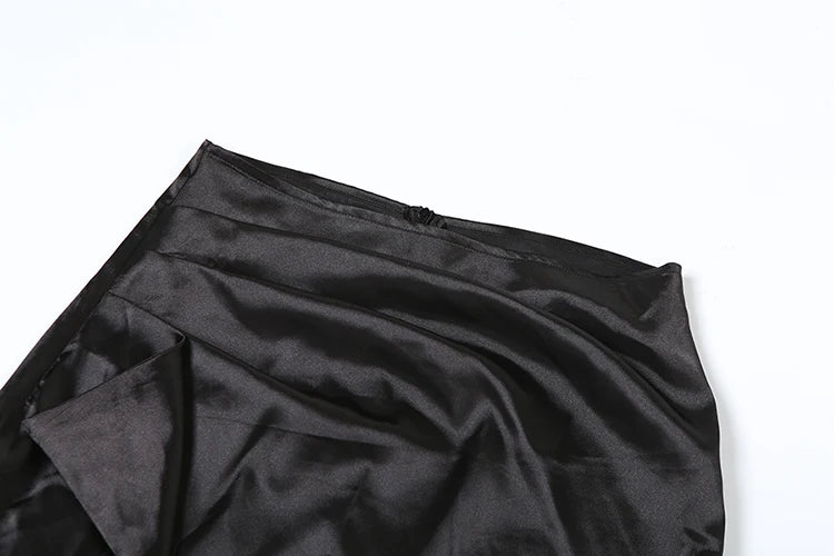 Weird Puss Prom Elegant 2 Piece Set Women Sequins Patchwork Backless Tube Tops+Ruched Slits Long Skirts Matching Sexy Trend Suit