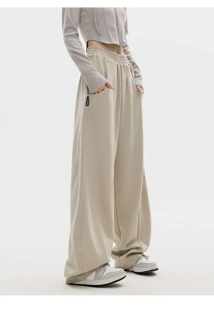 Autumn New Style Light Tawny Women's Sports Pants Loose Sweatpants Banana Shape Hiphop Elastic Waist Wide Leg Trousers