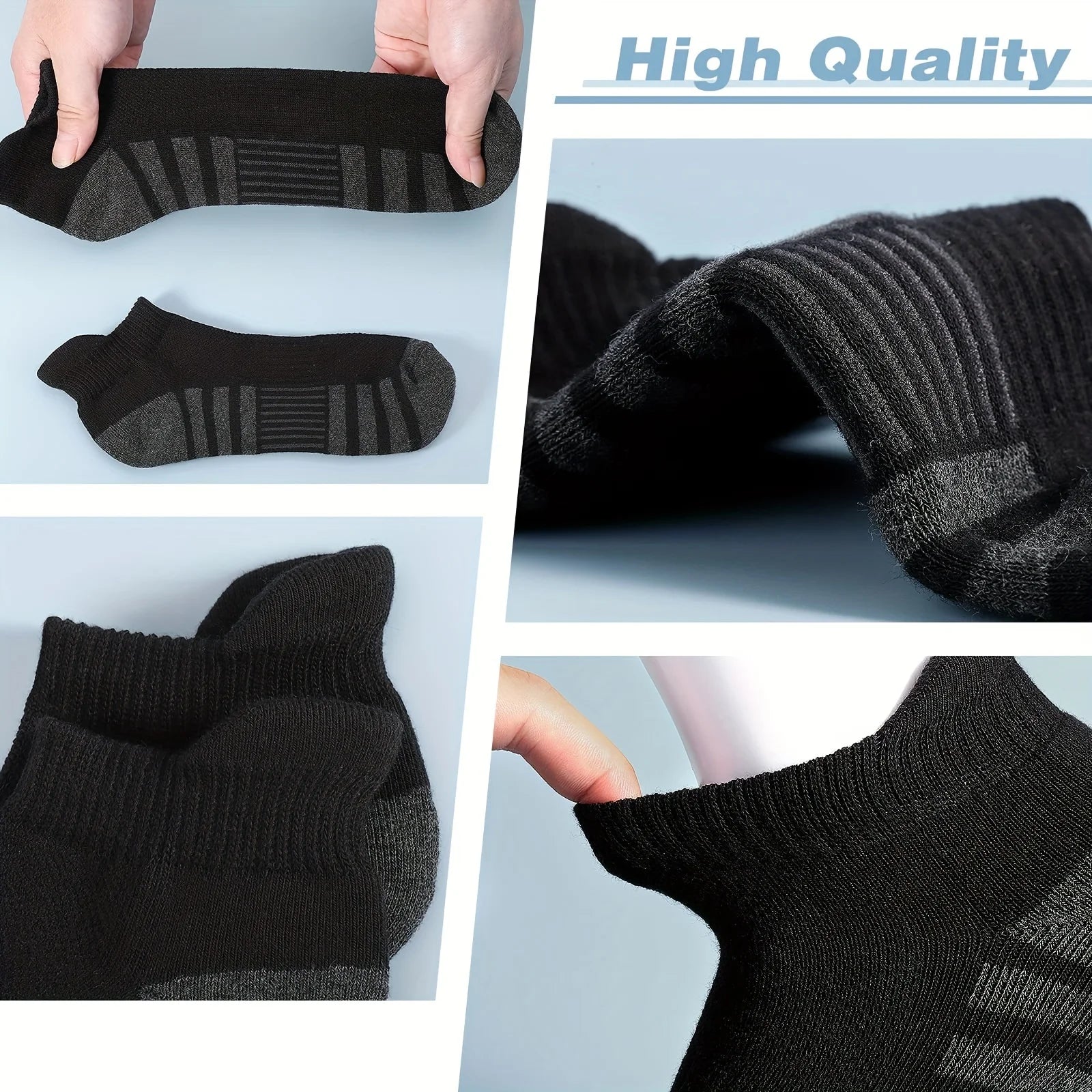 12 Pairs Men's Mesh Breathable Sports Ear Lifting Socks All Season Solid Color Low Cut Casual Mens Short Tube Socks