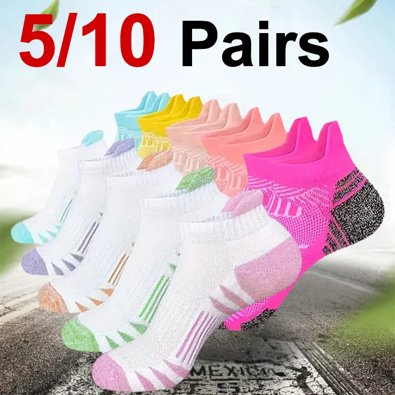 5/10 Pairs Neutral Sports Socks Fashionable Striped Sweat Absorbing Breathable Outdoor Running Basketball Couple Casual Socks