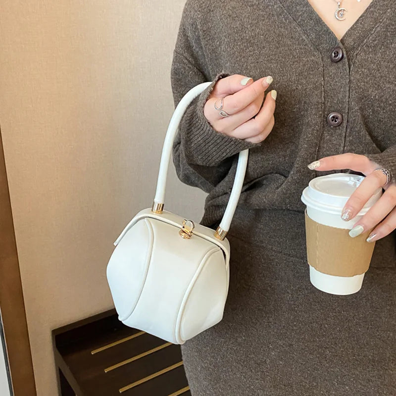 Round Ball Women's Handbag Brand Designer Bowling Bag PU Leather Mini Shoulder Bags Female Luxury Purse Fashion Armpit Bag