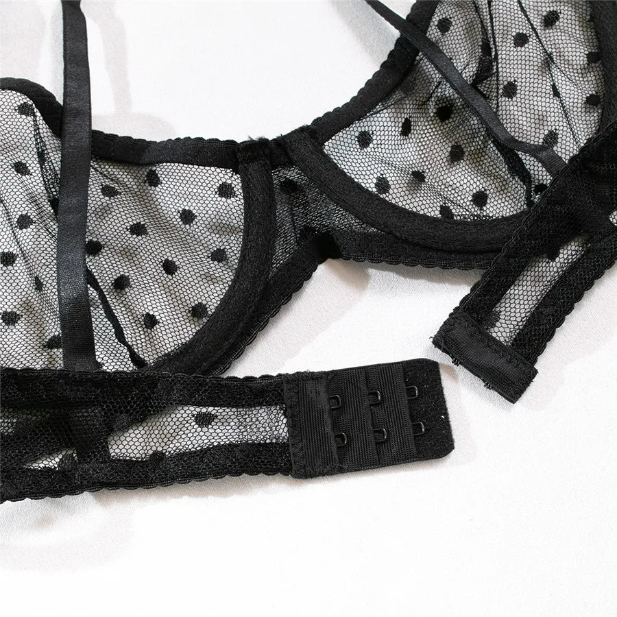 Sexy Women Lingerie Sets Lace Underwear Dot Romantic Transparent See Through Exotic Sets Underwire Pink Leopard Bra Brief Set