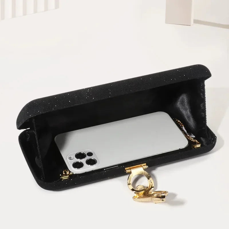 Classic Snake Buckle Evening Purse Women's Sparkling Clutch Bag Annual/wedding Party Handbag Elegant Square Box Bag Bolso Mujer