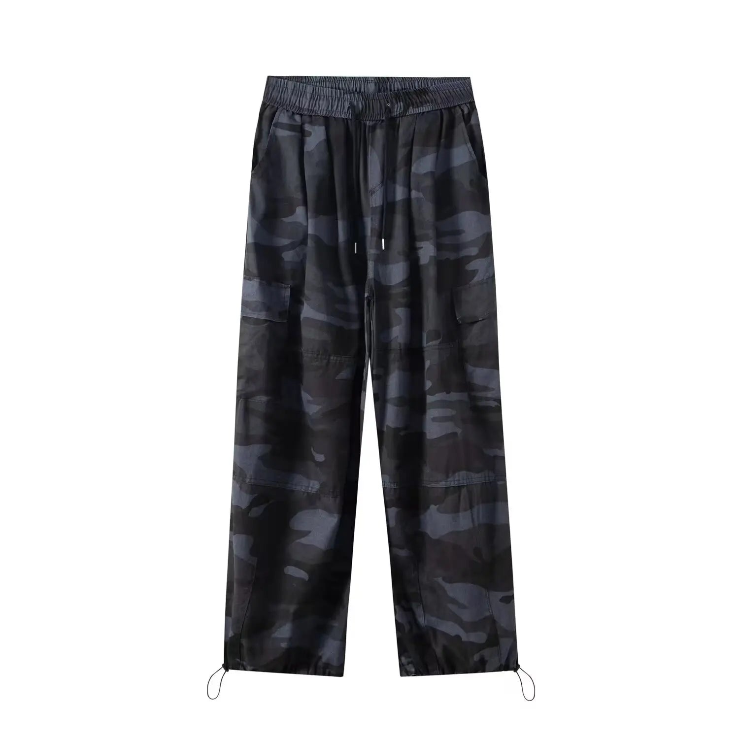 American High Street Camouflage Work Pants Women's Dstring Hip Hop Large Size Loose Straight Leg Wide Leg Trousers