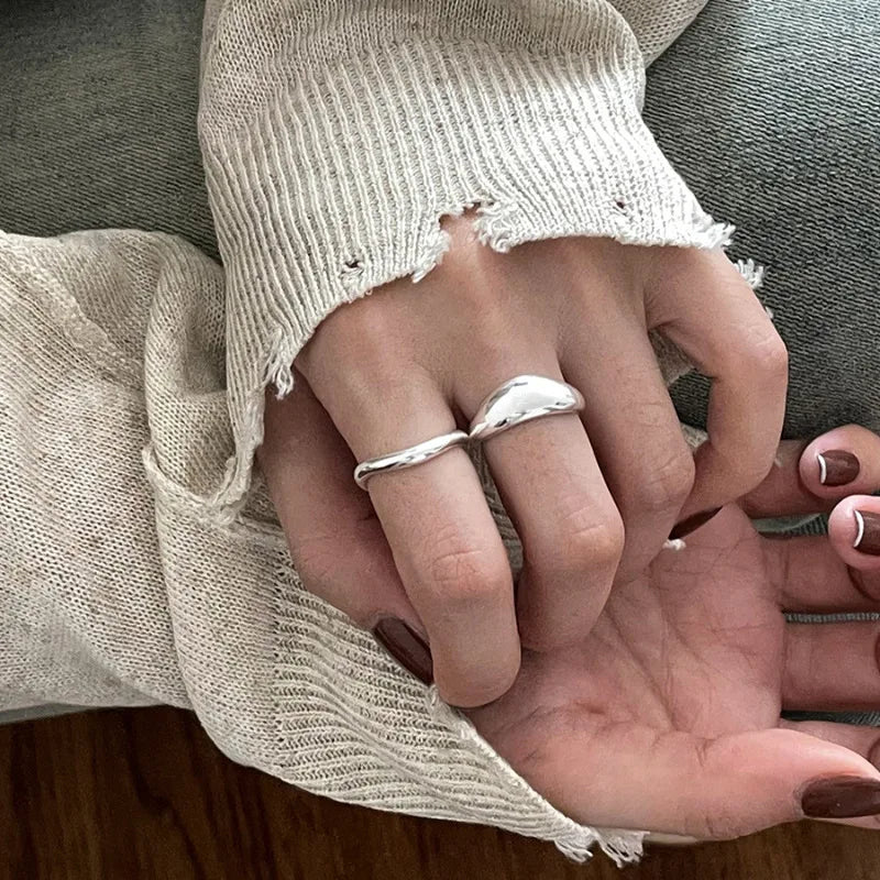 VENTFILLE 925 Sterling Silver Irregular Ring for Women Geometry Versatile Minimalism  Accessories Jewelry Gift Dropshipping