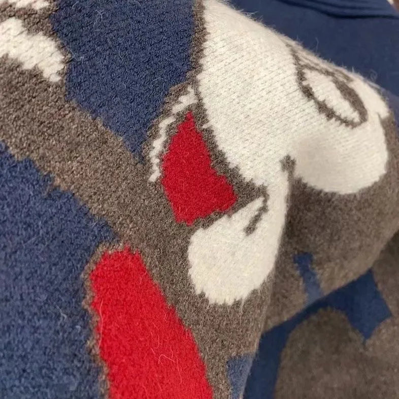 Disney Knitted Cardigan Japanese Donald Cartoon Sweaters for Women Coat Female Autumn and Winter Loose Wild Thicken Kawaii Tops