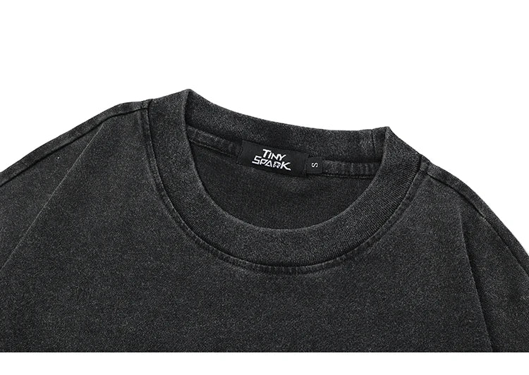 Hip Hop Streetwear 2025 Men T-Shirt Oversized Lost Shadow Vintage Graphic T Shirt Washed Black Tshirt Cotton Unisex Tops Tees