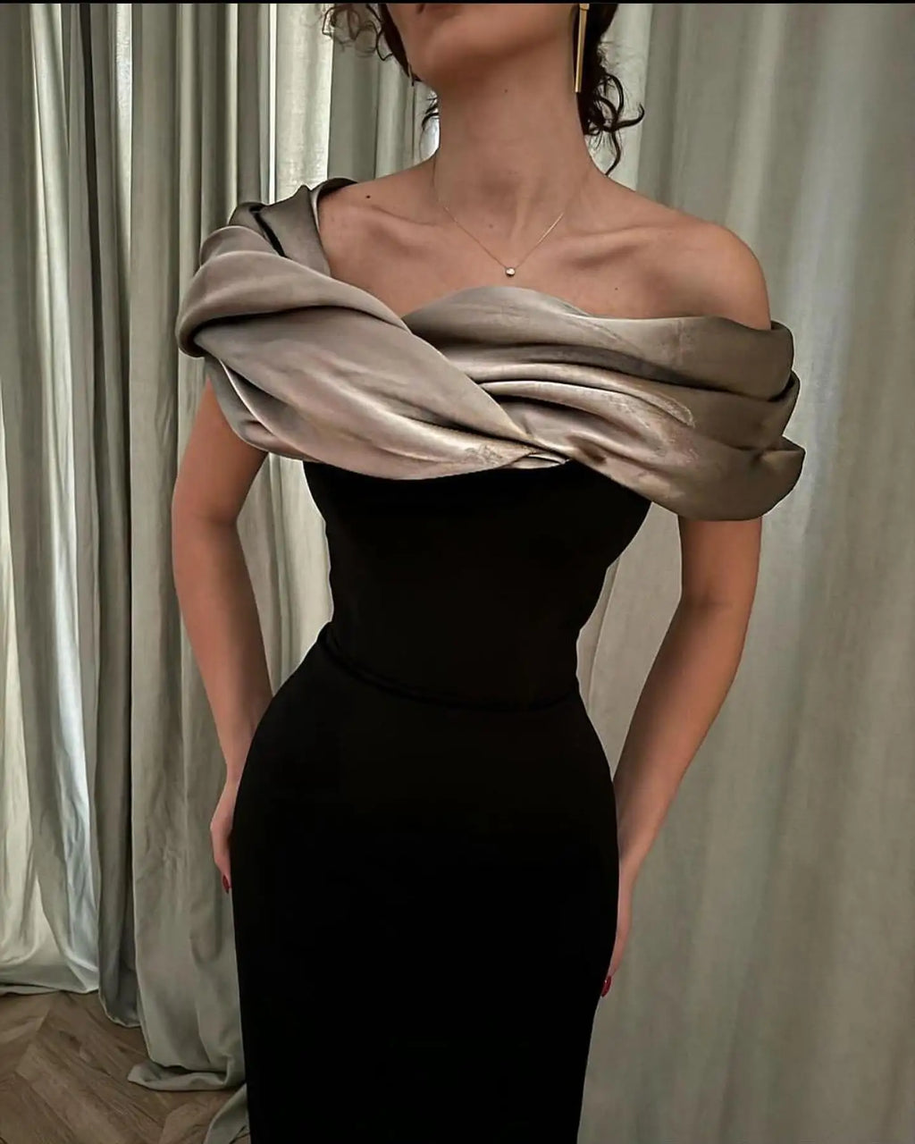 Customized  Modern Jersey Off the Shoulder Evening Dresses Temperament Boat Neck Celebrity Gowns Custom Size Vestido De