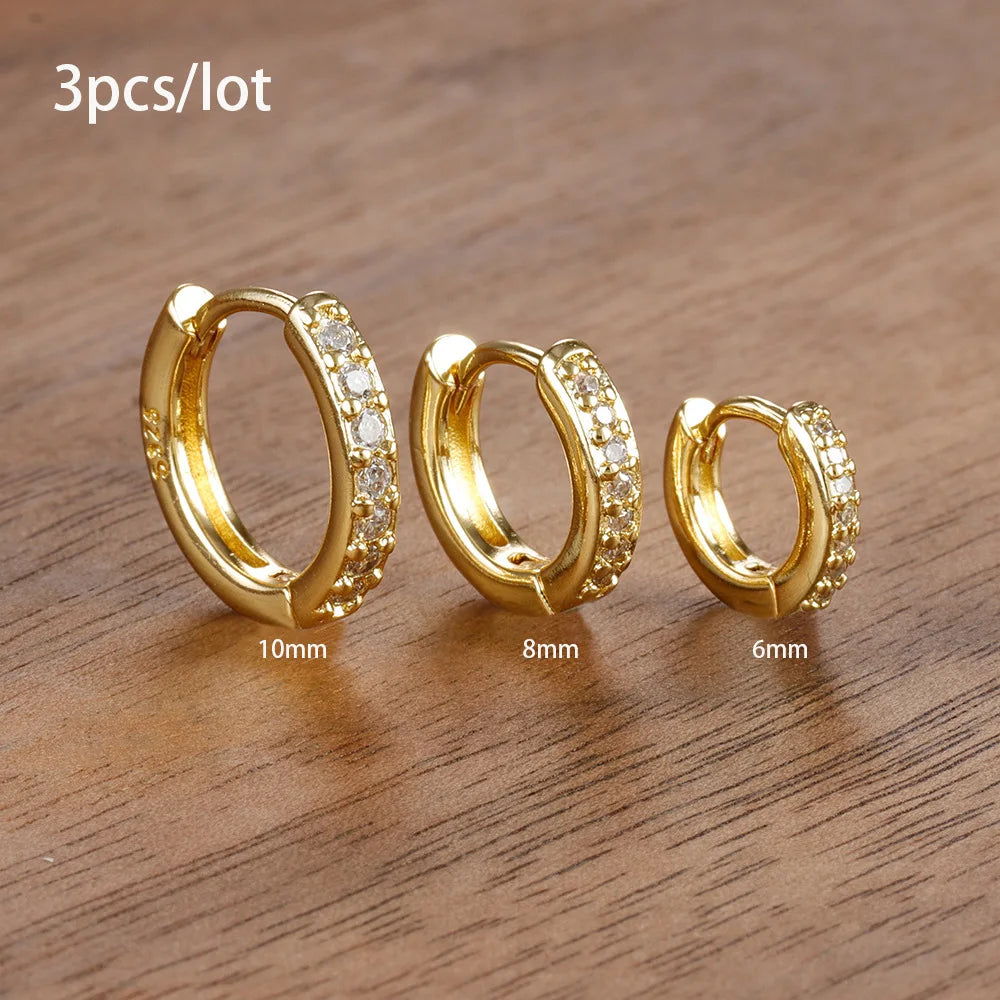 3 Piece Fashion Stainless Steel Round Star Drop Earrings Set for Women 18K Gold Plated Dangle Earring Punk Unisex Rock  Jewelry
