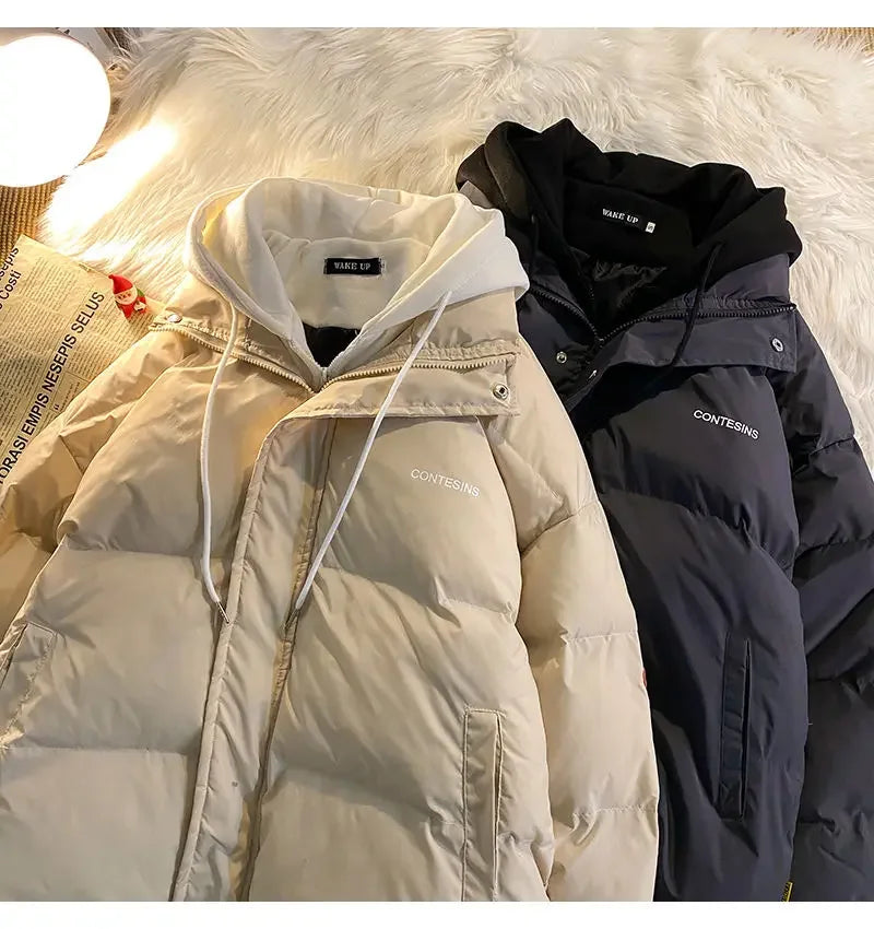 Y2K Multi-functional Fake Two Pocket Zipper Down Jacket Thick Coat Korean Version Winter New Winter Leisure Cotton Clothes Women