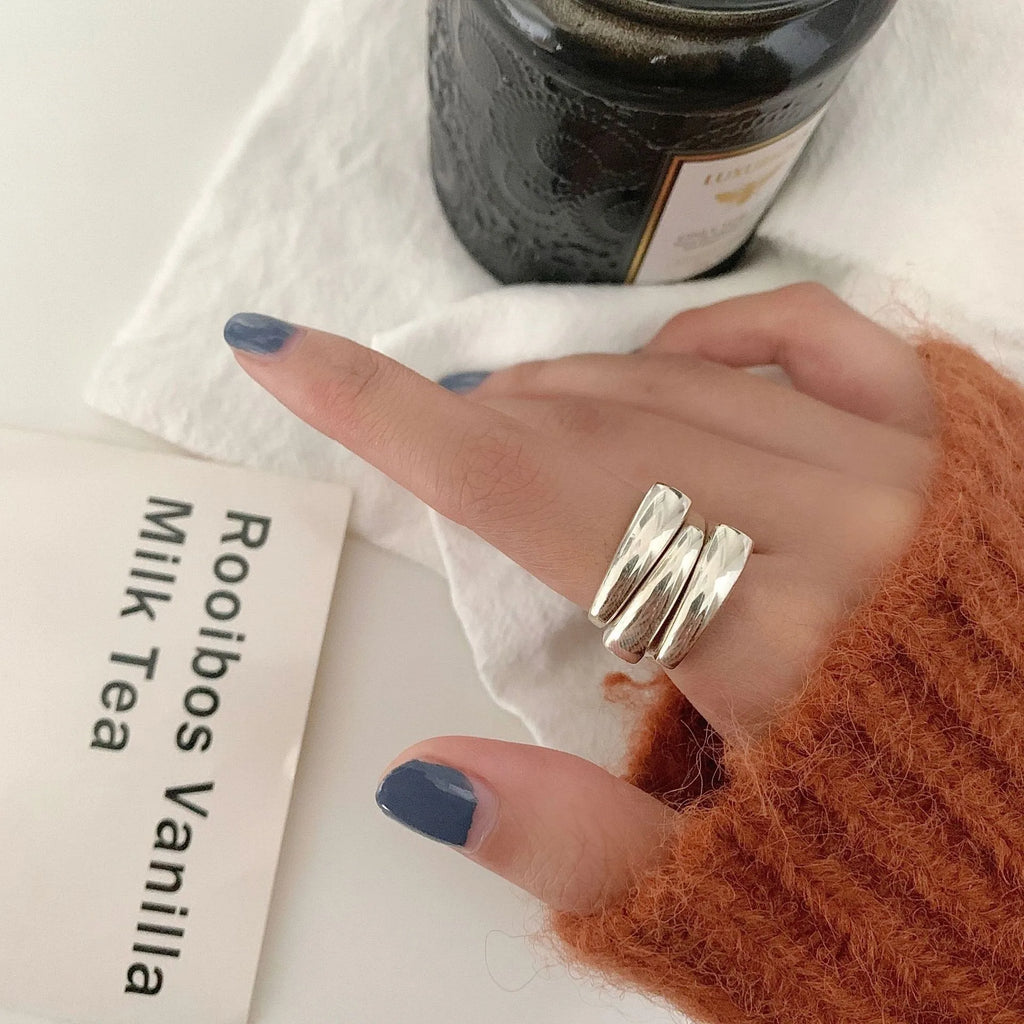 VENTFILLE 925 Sterling Silver Irregular Ring for Women Geometry Versatile Minimalism  Accessories Jewelry Gift Dropshipping