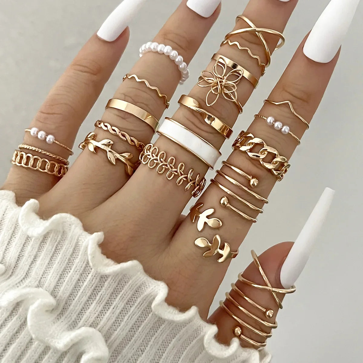 30Pcs Bohemian Geometric Knuckle Rings Set For Women Gold Silver Color Finger Ring Girls Fashion Party Jewelry Accessories