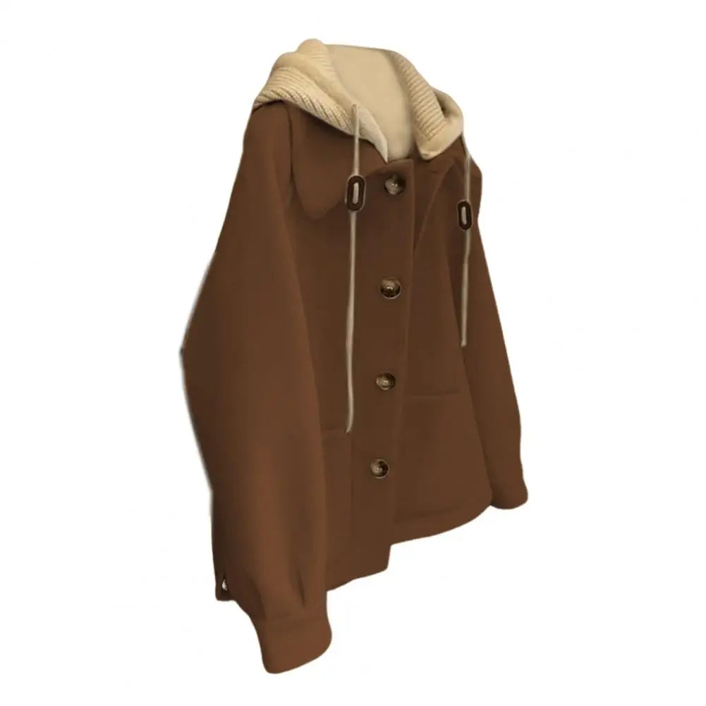 Winter Women Jacket Lightweight Women Jacket Stylish Plus Size Woolen Jacket with Drawstring Coat for Women for Commuting